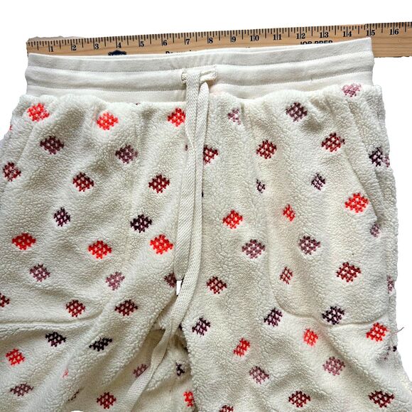 Anthropologie Daily Practice Ivory Lounge Fleece Jogger Pants Embroidered Size M - Picture 10 of 11